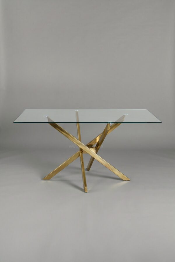 TABLE OLIVIA RECTANGULAIRE TRANSPARENT DORE 150 - Tables à manger