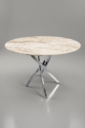 TABLE OLIVIA ROND 1M20 MARBRE ARGENT - Tables à manger