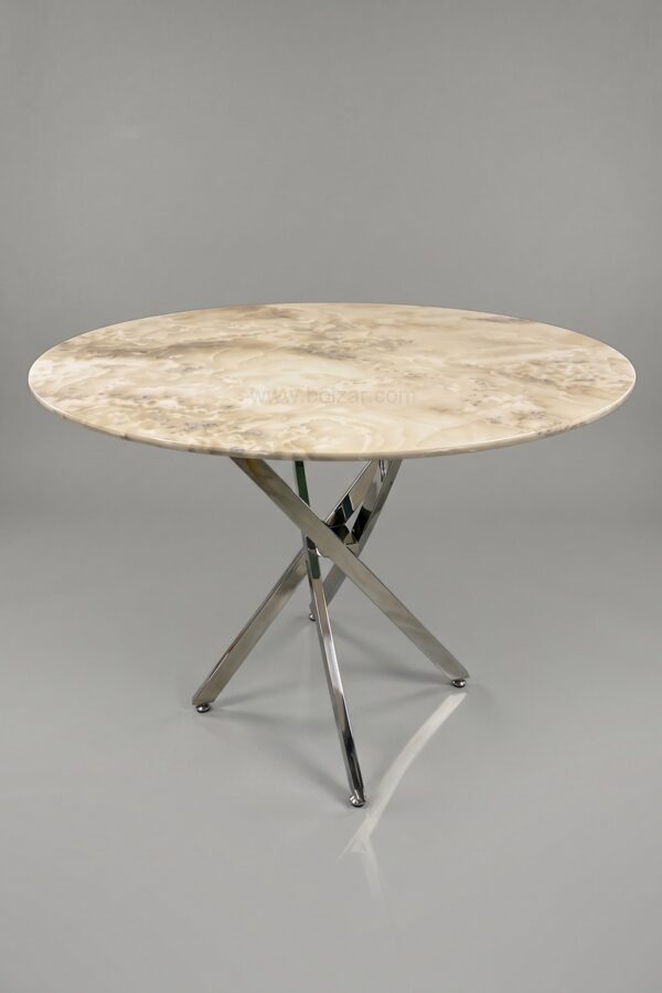 TABLE OLIVIA ROND 1M20 MARBRE ARGENT - Tables à manger