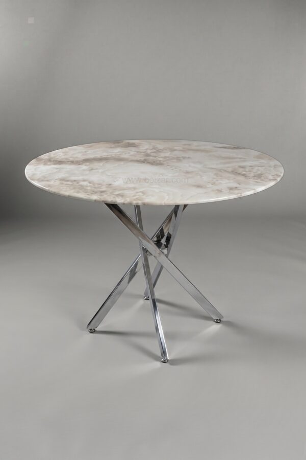 TABLE OLIVIA ROND 1M20 MARBRE ARGENT - Tables à manger