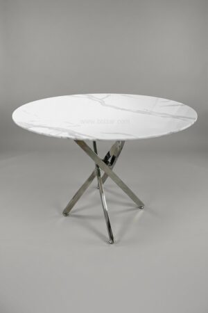 TABLE OLIVIA ROND 1M20 MARBRE ARGENT - Tables à manger