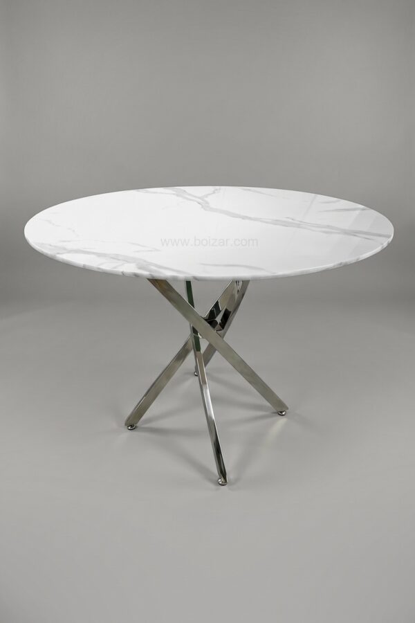 TABLE OLIVIA ROND 1M20 MARBRE ARGENT - Tables à manger