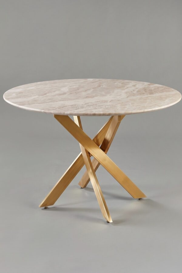 TABLE OLIVIA ROND 1M20 MARBRE DORE - Tables à manger