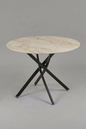 TABLE OLIVIA ROND 1M20 PIED NOIR - Tables à manger