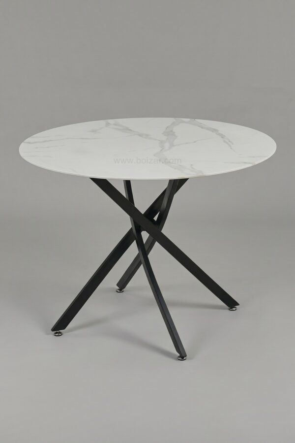 TABLE OLIVIA ROND 1M20 PIED NOIR - Tables à manger