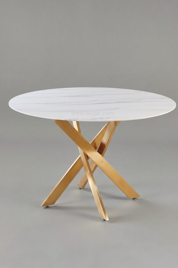 TABLE OLIVIA ROND MARBRE DORE 1M - Tables à manger