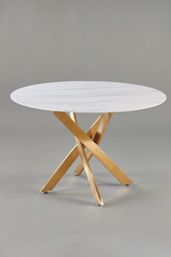 TABLE OLIVIA ROND MARBRE DORE 1M - Tables à manger