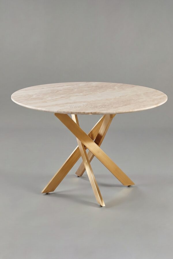 TABLE OLIVIA ROND MARBRE DORE 1M - Tables à manger