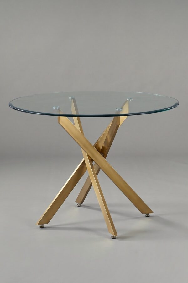 TABLE OLIVIA ROND TRANSPARENT DORE 1M - Tables à manger