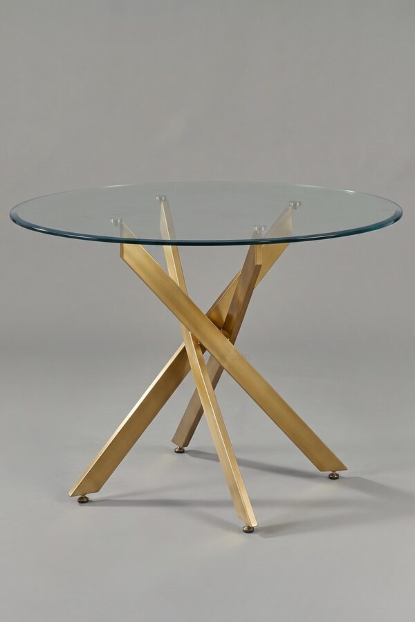 TABLE OLIVIA ROND TRANSPARENT DORE 1M - Tables à manger