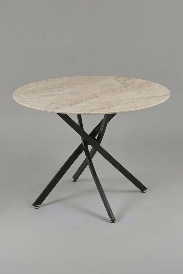 TABLE OLIVIA RONDE 1m PIED NOIR - Tables à manger