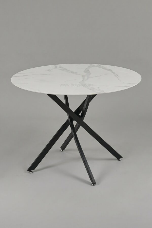 TABLE OLIVIA RONDE 1m PIED NOIR - Tables à manger