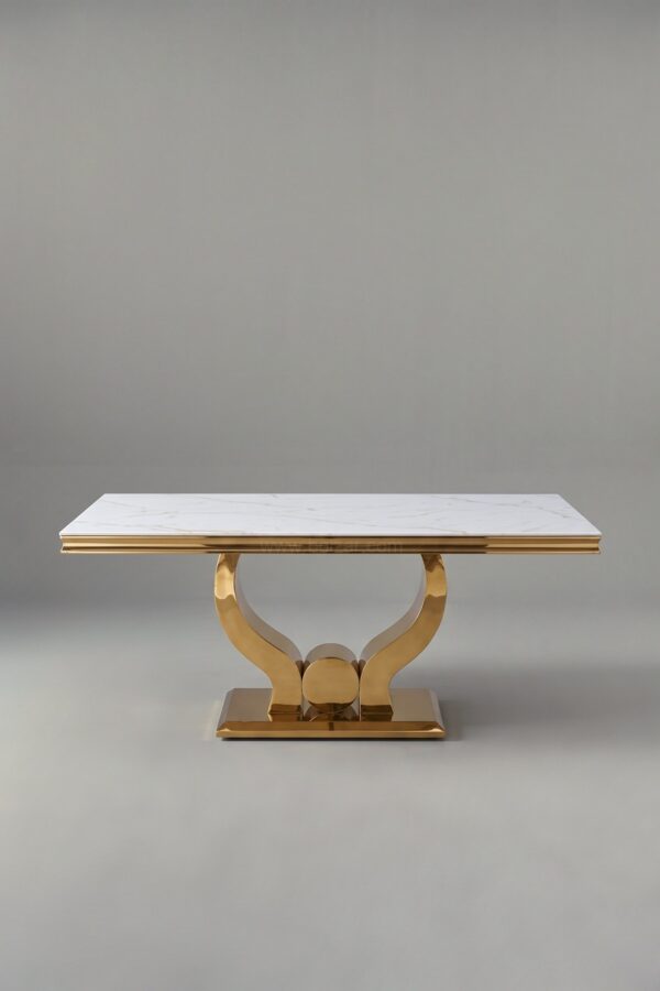 TABLE TROPHEE MARBRE DORE 180 - Tables à manger