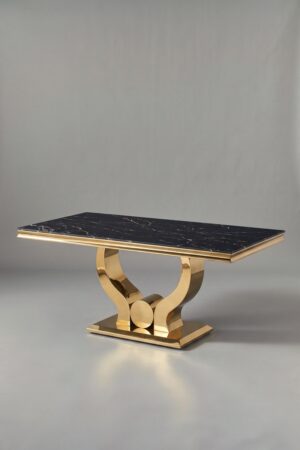 TABLE TROPHEE MARBRE DORE 180 - Tables à manger