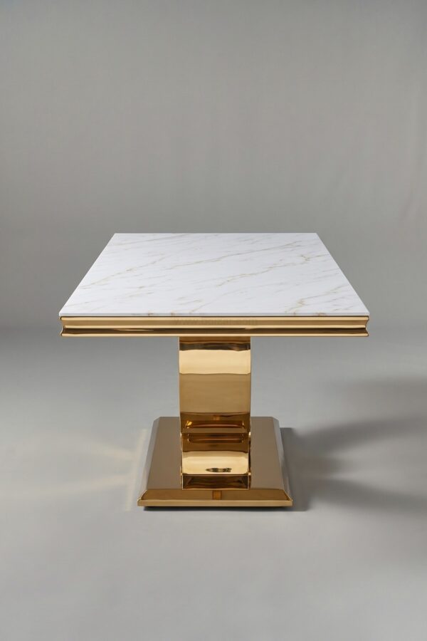 TABLE TROPHEE MARBRE DORE 180 - Tables à manger