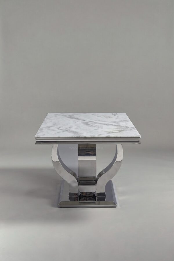 TABLE TROPHEE MARBRE NOIR CHROME 180 - Tables à manger