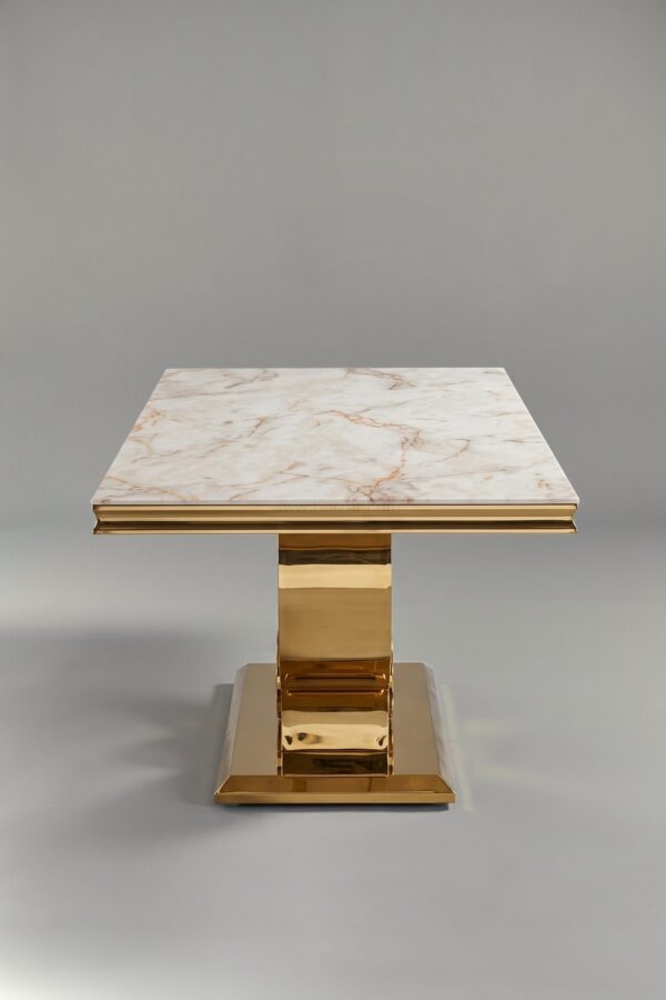TABLE TROPHEE MARBRE NOIR DORE 150 - Tables à manger