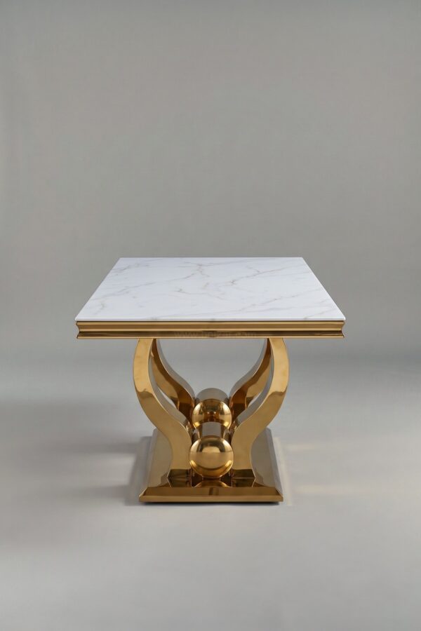 TABLE TROPHEE MARBRE NOIR DORE 150 - Tables à manger